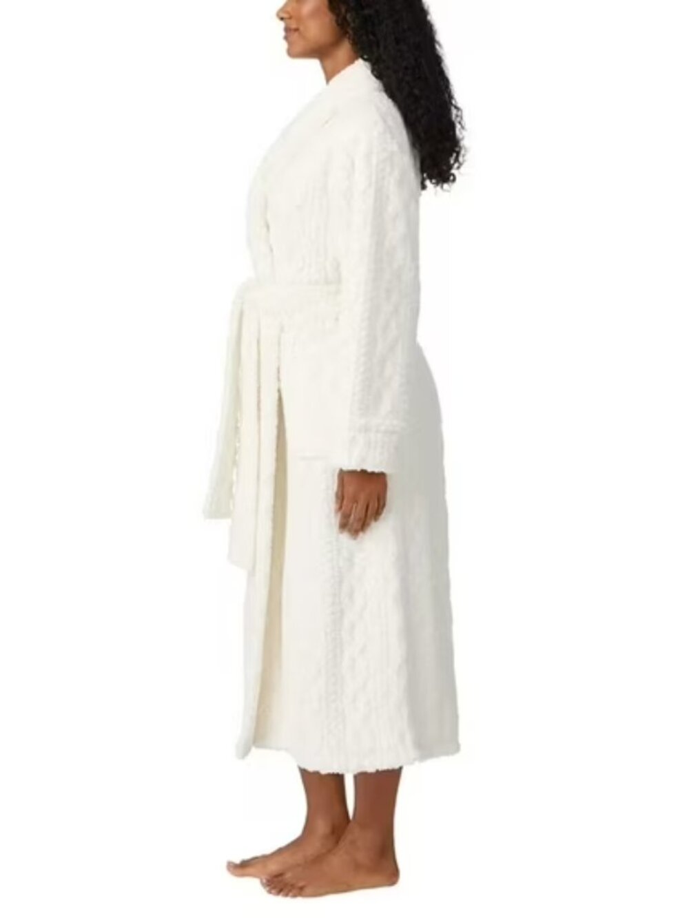 Room Service Women's Plus Size XXL White Cable Knit Wrap Robe NWT